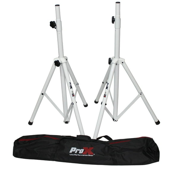 ProX T-SS28P White Heavy-Duty All Metal Speaker Tripod Stand Set of 2 4-7 ft. (44"-84") Cloud Series