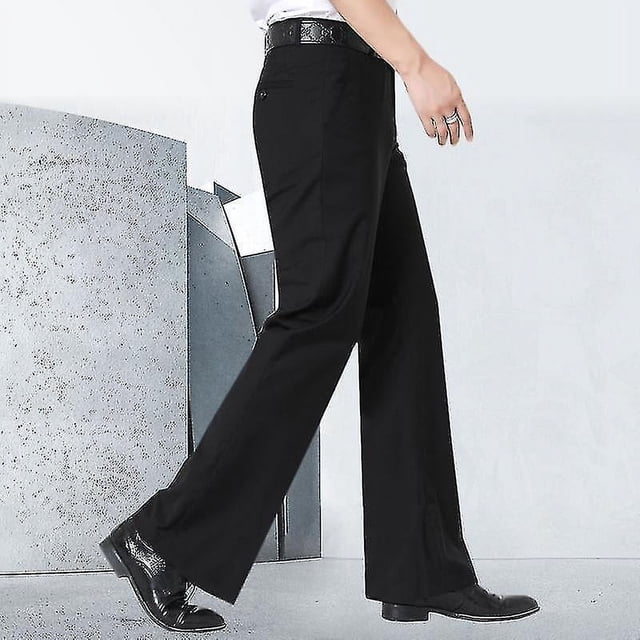 Men Flared Boot Cut Trousers Business Casual Classic Office No Ir
