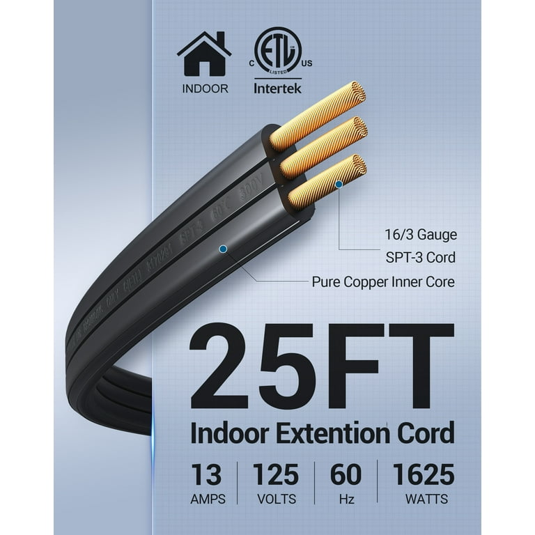 Utilitech Indoor 3-ft 16 / 2-Prong Indoor Spt-2 Light Duty Flat Plug Extension  Cord in the Extension Cords department at