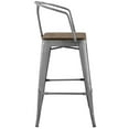 thumbnail image 4 of Modway Promenade 30" Modern Metal/Bamboo Bar Stools in Gunmetal (Set of 2), 4 of 5