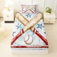 thumbnail image 3 of Castle Fairy Sport Baseball Bat Twin Sheets 3pcs, Vintage Stars Print Bedding, Red Blue White,1 Fitted Sheet, 1 Flat Sheet and 1 Pillowcase, 3 of 6