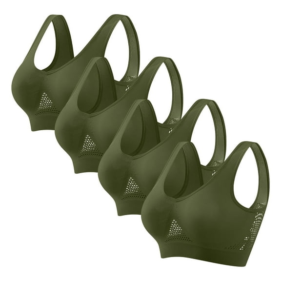 snilers 4 Pcs Sports Bras for Women Plus Size Everyday Bras Breathable Mesh Comfort Bralette Full Coverages Push Up T-Shirt Bra
