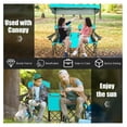thumbnail image 6 of HeSLehs Double Camping Chair, Beach Chair with Canopy Shade, Adjustable UV Protection, Cooler, Cup Holder & Carry Bag, Folding Portable Lawn Soccer Camp Chair with Umbrella for Adults (Navy, 2 Person), 6 of 9