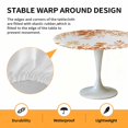 thumbnail image 2 of Elastic Fitted Round Tablecloth, Orange Eucalyptus Leaves Waterproof Stretch Table Cover for 45"-54" Tables, Spring Summer Botanical Washable Outdoor Tablecloths for Patio, Picnic, Camping, 2 of 9