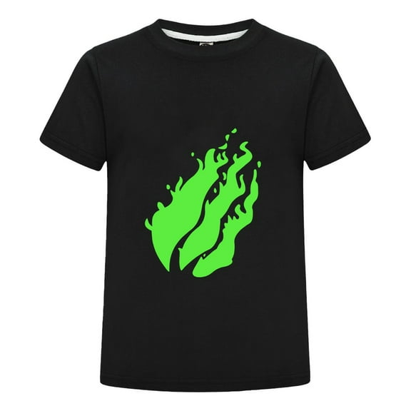 Cool Neon Green Flame Toxic Fire T-Shirt for Kids Graphic Tee – Short Sleeve Gamer Shirt for Youth