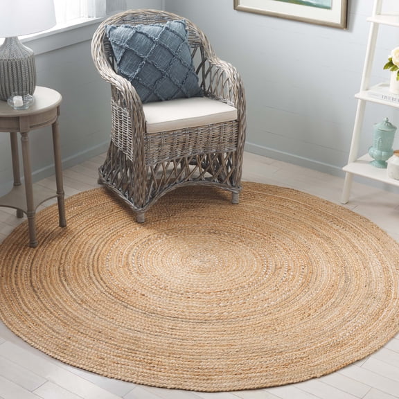 Safavieh Natural Fiber Dallas Striped Area Rug, Natural/Gray, 6' x 6' Round