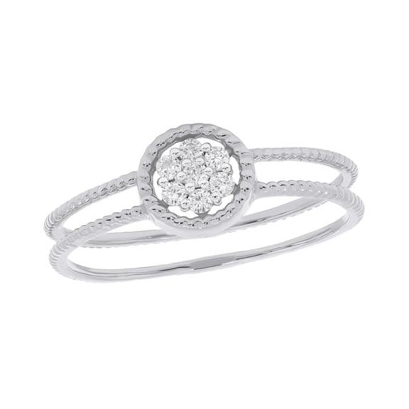KEEVA JEWELS Clearance 0.10 Carat Round F-G/VS Lab Grown Diamond Statement Ring For Women, Made in White Gold Plated Silver, Size 8.5