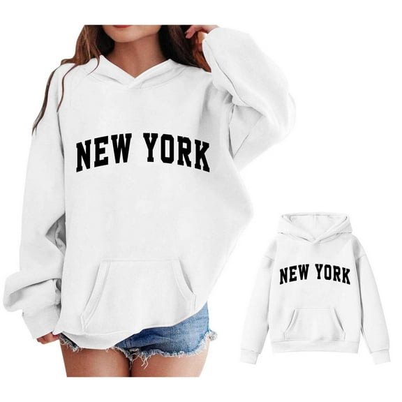 Girls Hoodies Kids City Name Letter Print White Hoodies Casual Long Sleeve Hoodies Fall Clothes Little Girl Clothes 7-8 Years