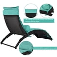 thumbnail image 2 of Patio Wicker Sun Lounger, PE Rattan Foldable Chaise Lounger with Removable Cushion and Bolster Pillow, Outdoor Wicker Pool Chaise Lounge Chairs, Easy to Storage & Carrying, Black+Turquoise, 2 of 7