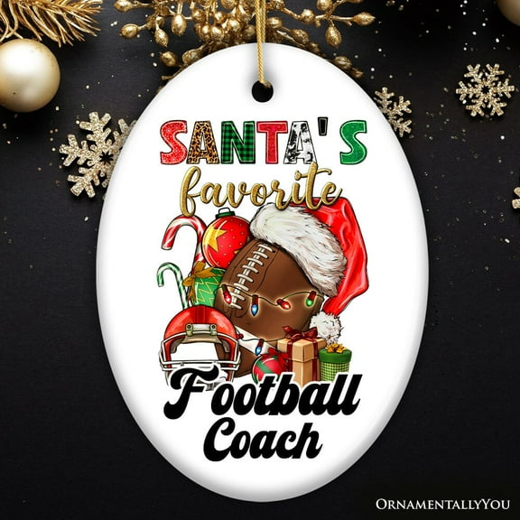 Santa's Favorite Football Coach Ornament, Festive Sports Gift and Decor for the Holiday Season