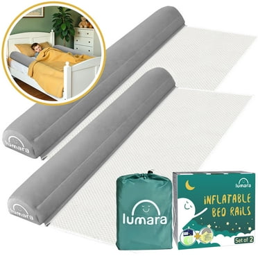 Inflatable Bed Rail for Toddlers 2 Pack - Portable Travel Bed Bumpers for Kids Fits Twin Full Queen King Size Beds - Non-Slip Safety Guard Rails