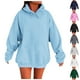 thumbnail image 1 of Sudadera con capucha gris con cremallera,Sudadera informal de manga larga con cuello redondo para mujer, blusa suave de poliéster, para uso diario en casa, sopatenor, 1 of 9