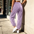 thumbnail image 5 of Women's High Waist Velvet Jogger Sweatpants, Ghalytn Drawstring Elastic Waist Soft Velour Casual Pants with Side Pockets, 5 of 7