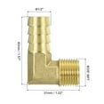 thumbnail image 2 of Brass Hose Barbed Elbow Fitting, 2 Pack 1/2" Barbx3/8" NPT Male 90 Degree, 2 of 6