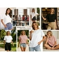 thumbnail image 2 of TEMOFON Womens Shirts Solid 100% Cotton Crew Neck T Shirts for Women Summer Casual Short Sleeve Soft Basic Tops 2XL, 2 of 9