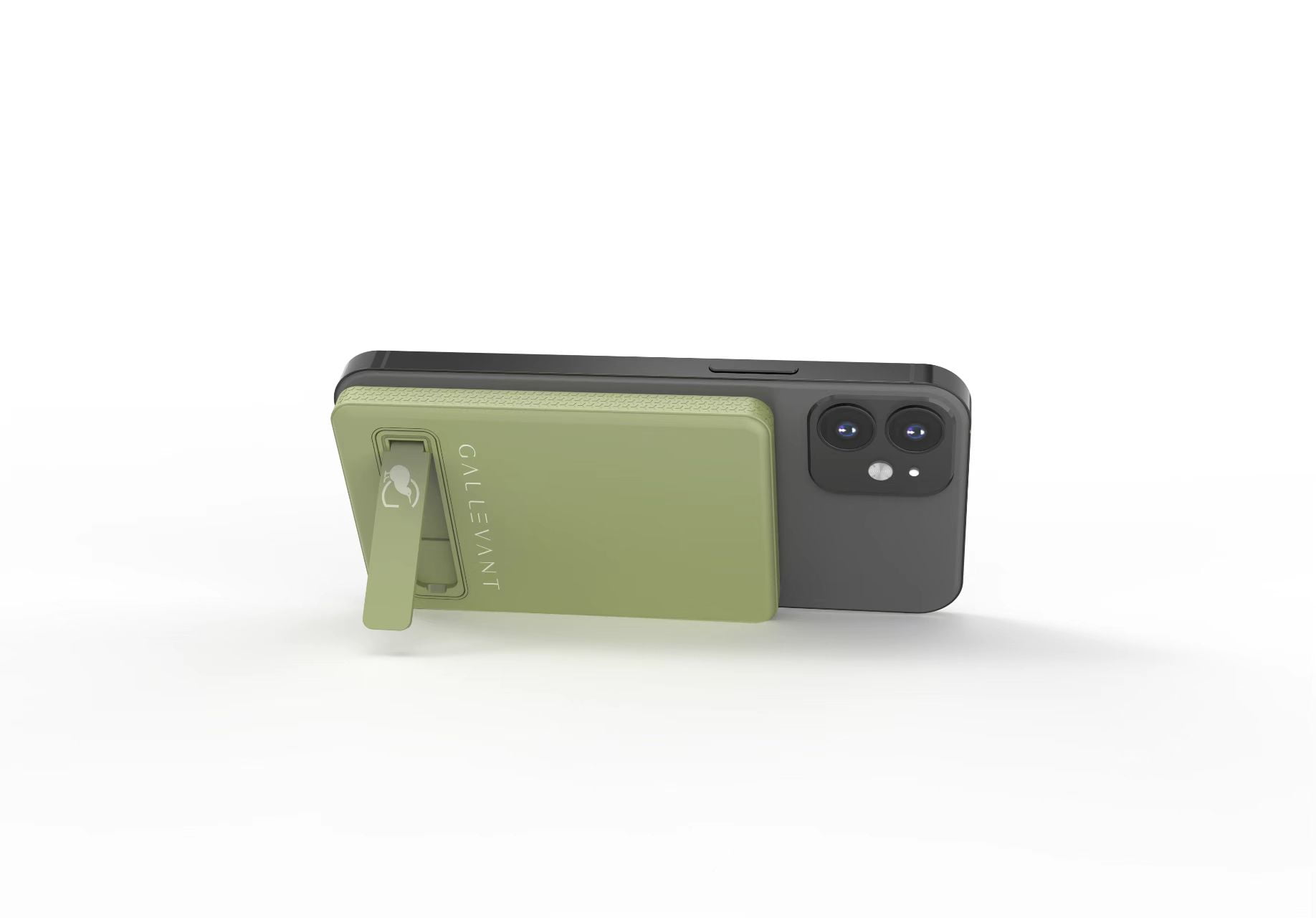 Gallevant 5000mAh Magnetic Wireless Power Bank: Compact, Stylish, Multi-Device Charging, with Built-in Kickstand and USB-C Port – Portable, Fast Charging for iPhone & Android, Olive