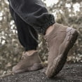 thumbnail image 2 of XIMIN Men's Suede Lace up Non Slip Platform Hiking Shoes Low Top Lightweight Waterproof Lug Sole Outdoor Sneakers for Camping Trekking Adventure Shoes (7.5, Brown), 2 of 8