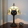 thumbnail image 4 of qolami Cat Stained Glass Lamp Black Cat Stained Glass Night Light Vintage Style Bedside Night Lamp Living Room Dining Room Office Decoration Desk lamp Home Decoration, 4 of 6