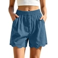 thumbnail image 3 of Women's Soft Cotton Elastic Waistband Shorts with Pockets, Pull On Casual Summer Bottoms with Relaxed Fit, Comfortable Everyday Shorts with Tummy Control for Active Walking,, 3 of 7