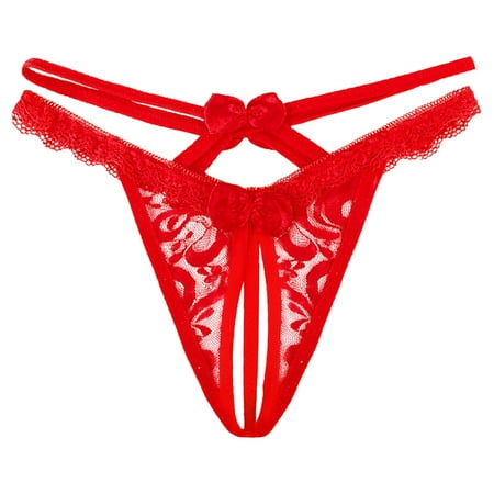Rovga Underwear Women Tassel Mesh Briefs Hollow Out Panties Lace Up Panty Thongs Lingerie Underwear Female Romantic Underpanties