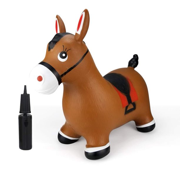 Inpany Bouncy Horse Hopper- Brown Inflatable Jumping Horse, Ride on