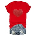 thumbnail image 6 of Womens Valentines Day Tee Heart Shaped Printed Top V Neck T Shirt, 6 of 6