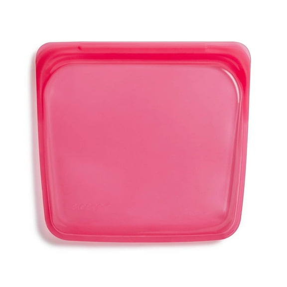 Stasher Premium Silicone Reusable Food Storage Container, Holds 28 oz, Pinch Loc Seal, BPA Free, Dishwasher Safe/Leak Free, Raspberry, 1 Sandwich Bag