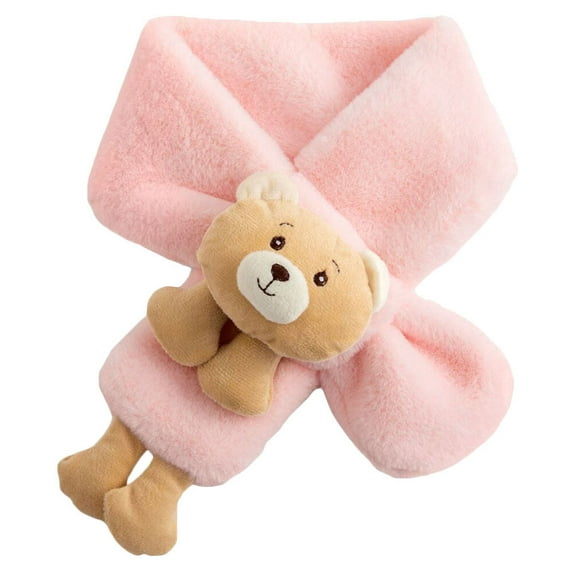 HOMEMAXS Cute Cartoon Bear Kids Scarf, Warm Winter Scarf For Boys And Girls, Soft Knit Toddler Neck Warmer In Pink