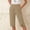 Khaki, variant on FengLS Women's Capri Pants Simple Solid Color Cotton Straight Leg Pants Elastic High Waist Fashion Short Pants Leisure Comfy Split Hem Shorts with Pockets