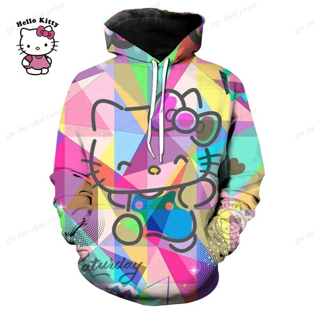 HELLO KITTY on Diamond- Girls lg - Long sleeve T-Shirt hoodie