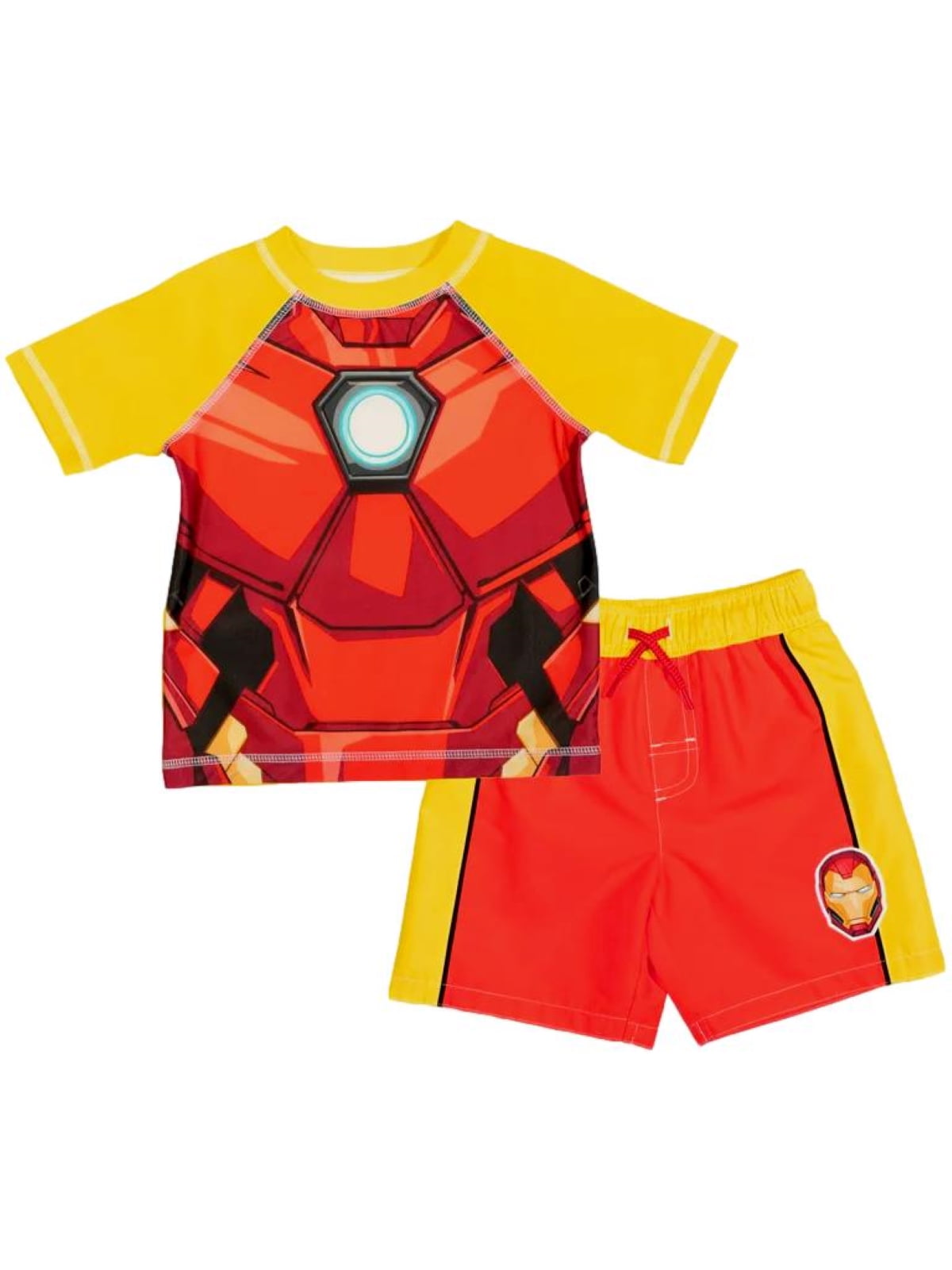 Marvel Boys' Iron Man Costume Rash Guard and Swim Trunks Set, Sizes 2T