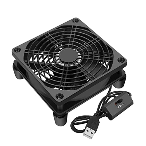 Qirssyn 120mm 5V USB Fan with Multi Speed Controller for Router Modem Receiver DVR Xbox TV Box T-Mobile Home Internet Gateway SSD Cooling