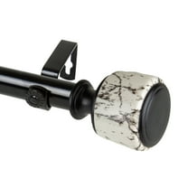 Domovina Corinne 1-inch Single Curtian Rod-Color:Black,Size:120-170"