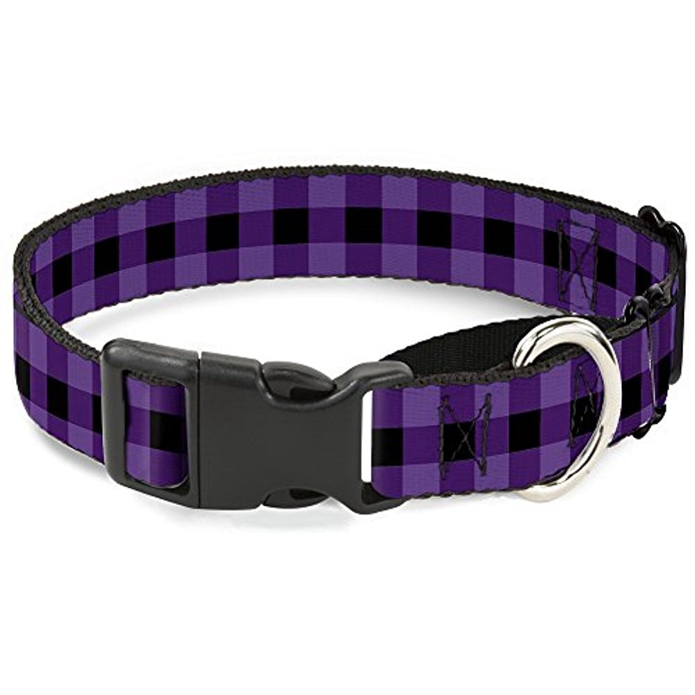Buckle-Down Buffalo Plaid Black Purple Martingale Dog Collar