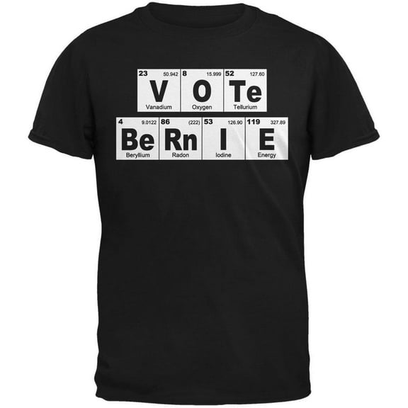 Election 2016 Vote Bernie Sanders Periodic Table Black Adult T-Shirt - Large
