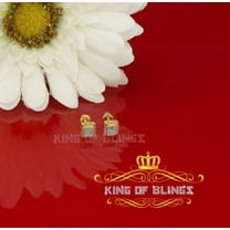 King of Bling's 10K Yellow Real Gold with Real 0.05CT Diamonds Men's/Women's Square Stud Earring