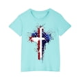 thumbnail image 5 of Blue Brunch Tops for Kids Girl Boy Fall Summer Short Sleeve USA Flag Graphic Kawaii Tops Shirt Blouses Kid 2026 Clothing 7 Years, 5 of 6