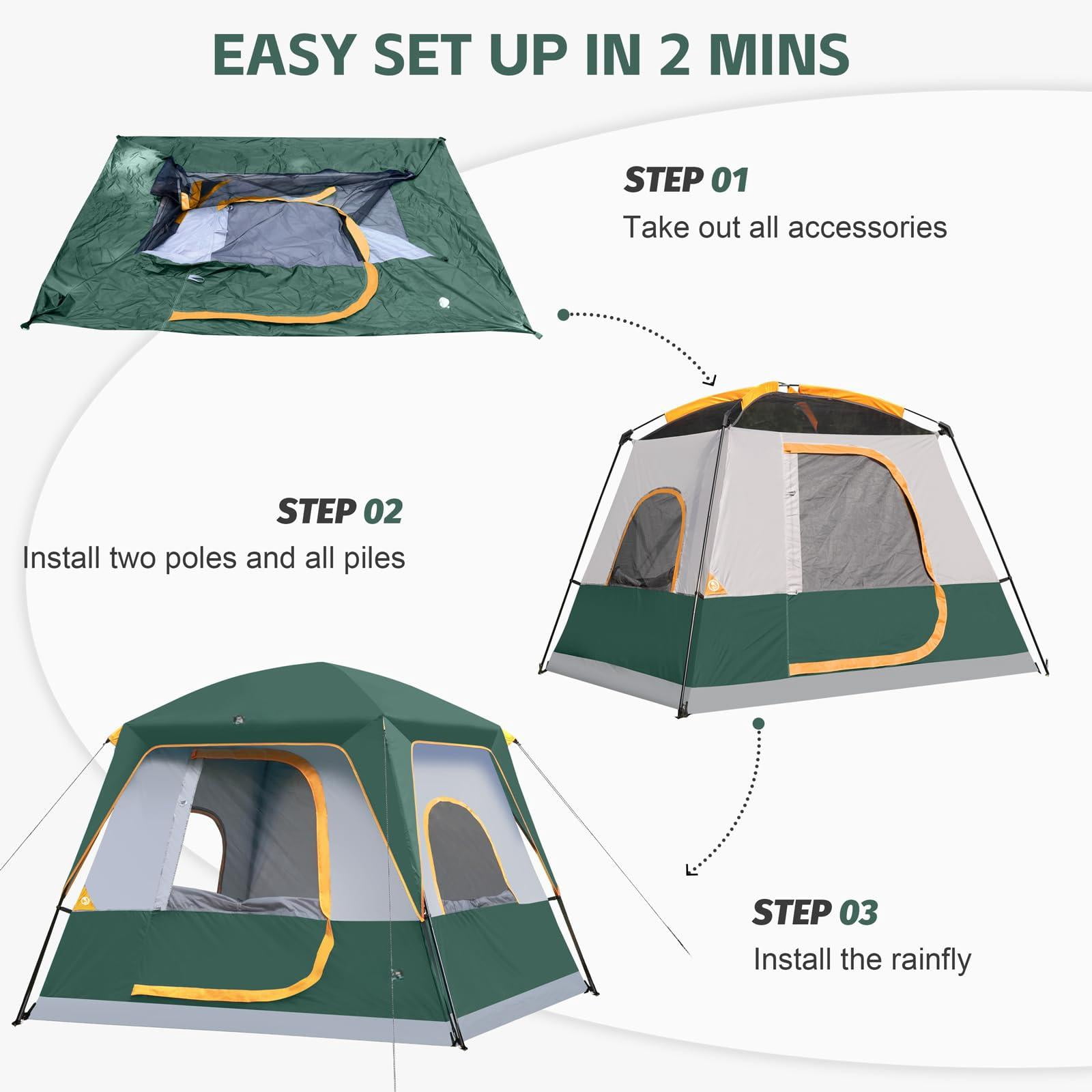 2/4/6/8 Person Tent  Portable Cabin Camping 4-person Easy Set Up Waterproof With Top Rainfly For Outdoor Camping/hiking