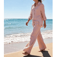 thumbnail image 2 of Amzcrzy Two Piece Sets for Women 2026 Solid Color Spring Outfits V Neck Button Down Shirt with Roll Tab Sleeves Wide Leg Pants Lounge Sets with Pockets Dressy Casual Loungewear Sets Light Pink XL, 2 of 7