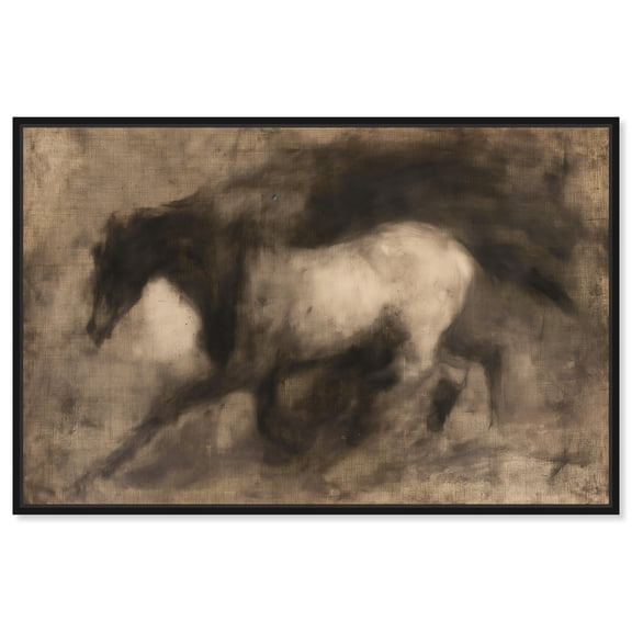Dark Horse Canvas Farm Animals Art by Art Remedy, Black Frame, 15 x 10