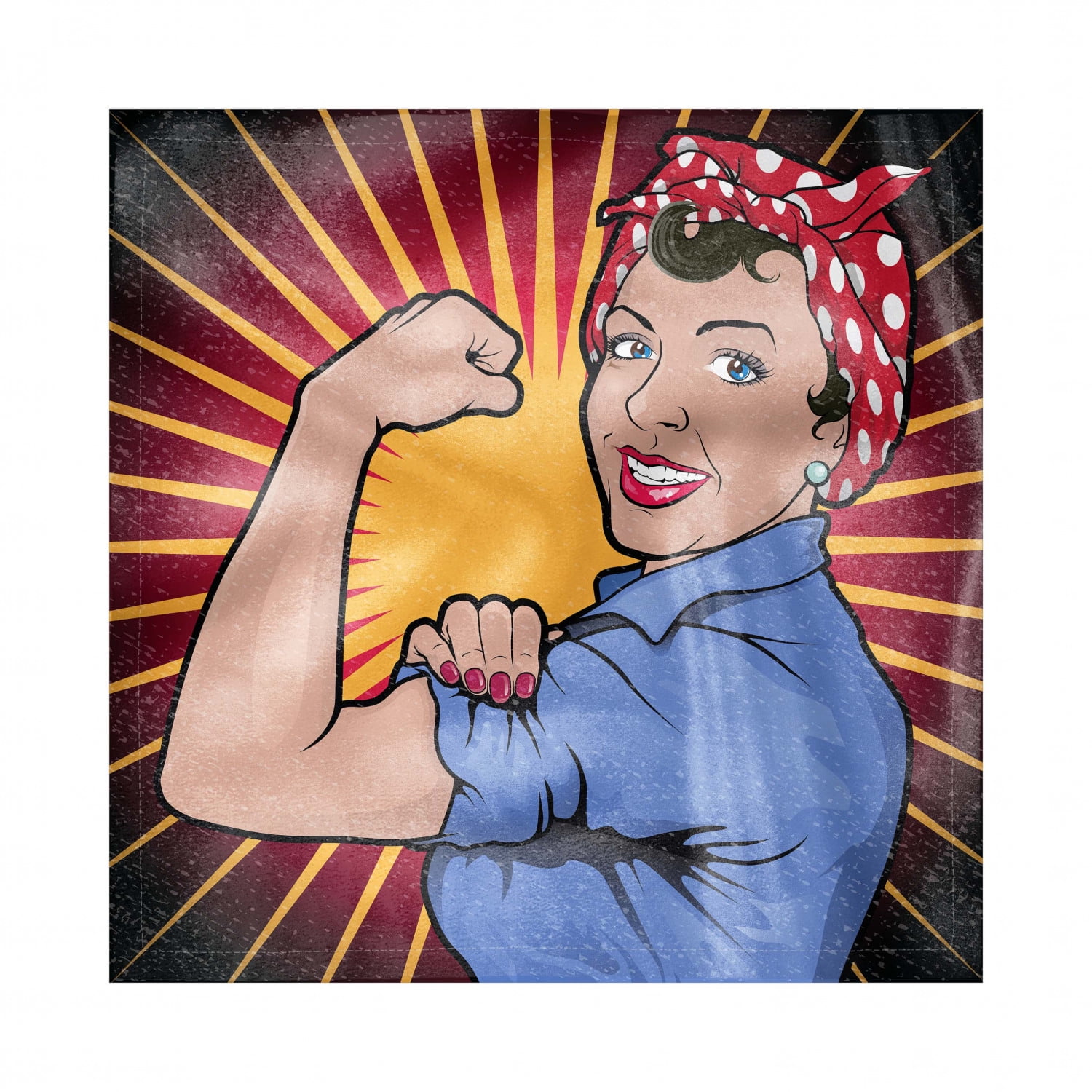 Feminist Napkins Set of 4, Illustration of Retro Strong Powerful Woman ...