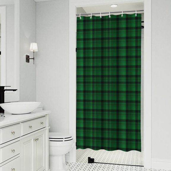 Green Black Checkerboard Checkered Pattern Shower Curtain 36"x72" ,Bathroom Decorative Shower Curtains Set with 12 Hooks,Modern Waterproof Washable Shower Curtain