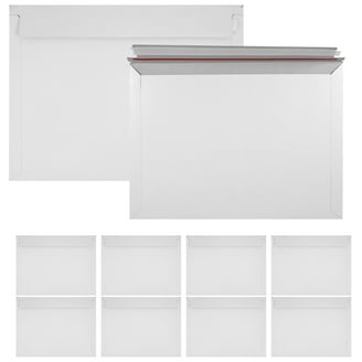 PSBM 6x6 Inch Rigid Mailers, 200 Pack - Kraft White Self Seal Shipping Envelopes For Photos