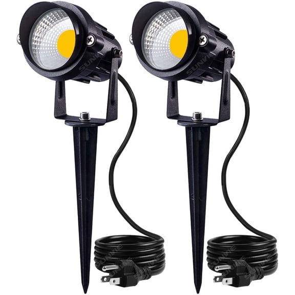 SUNVIE Outdoor Spotlight LED Landscape Lighting 12W with Spiked Stand for Lawn Decorative