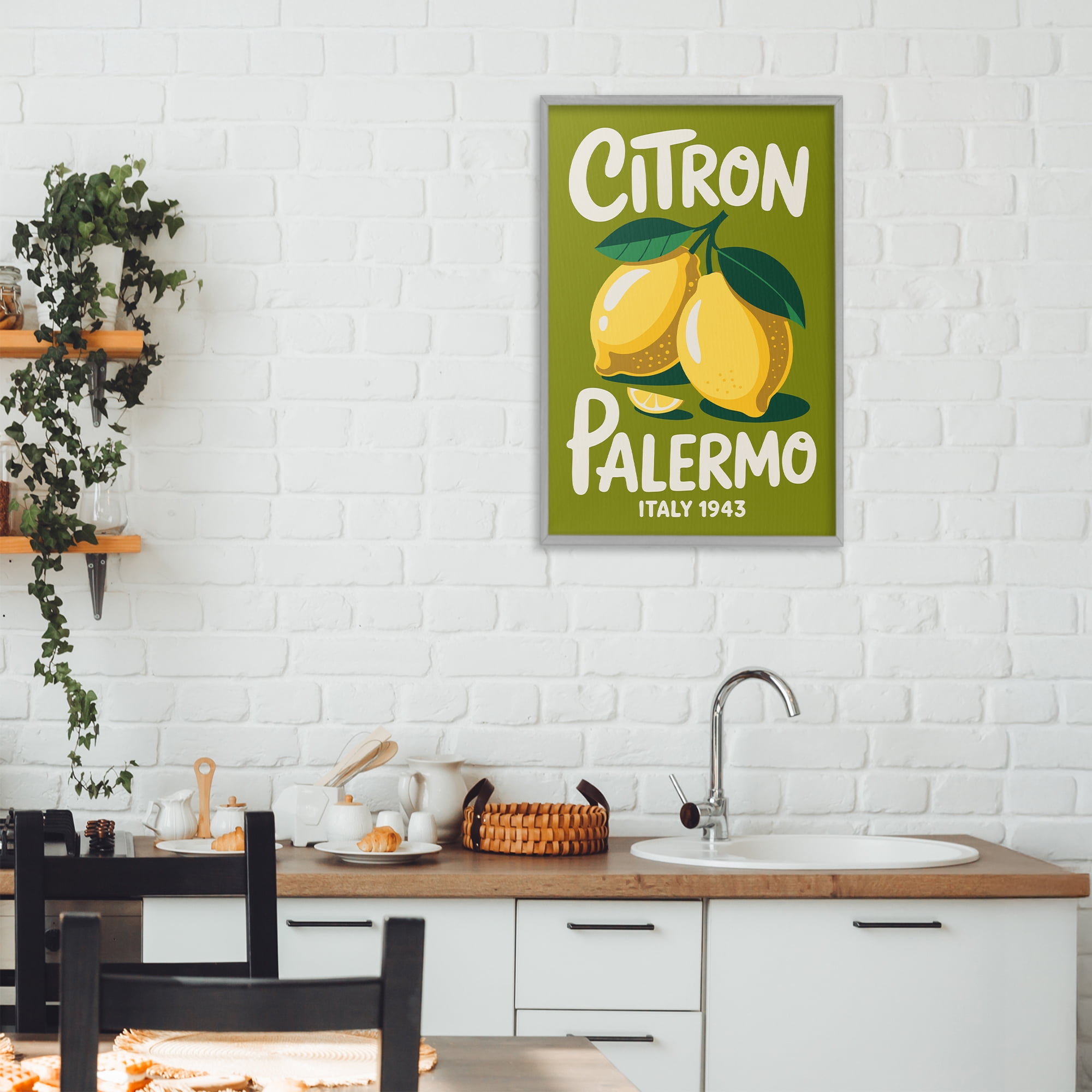 Stupell Industries Citron Palermo Lemons Gray Framed Giclee Art, design by Andreas Magnusson