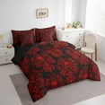 thumbnail image 3 of Feelyou Goth Skull Damask Bedding Comforter Set 7 Pieces, Western Mandala Paisley Full Bedding Set, Black Red Boho Flower Reversible Fitted Sheet Flat Sheet, Breathable Home Decor, 3 of 8