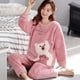 thumbnail image 3 of Conjuntos de pijamas de dibujos animados para mujer, ropa de dormir larga, cálida y gruesa, trajes de noche para niña, ropa de casa de lana Coral, Otoño e Invierno, 3 of 4