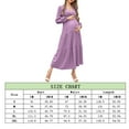 thumbnail image 5 of Women's Maternity Dress V-neck Long Sleeve Pleated Maternity Casual Maxi Dresses, 5 of 5