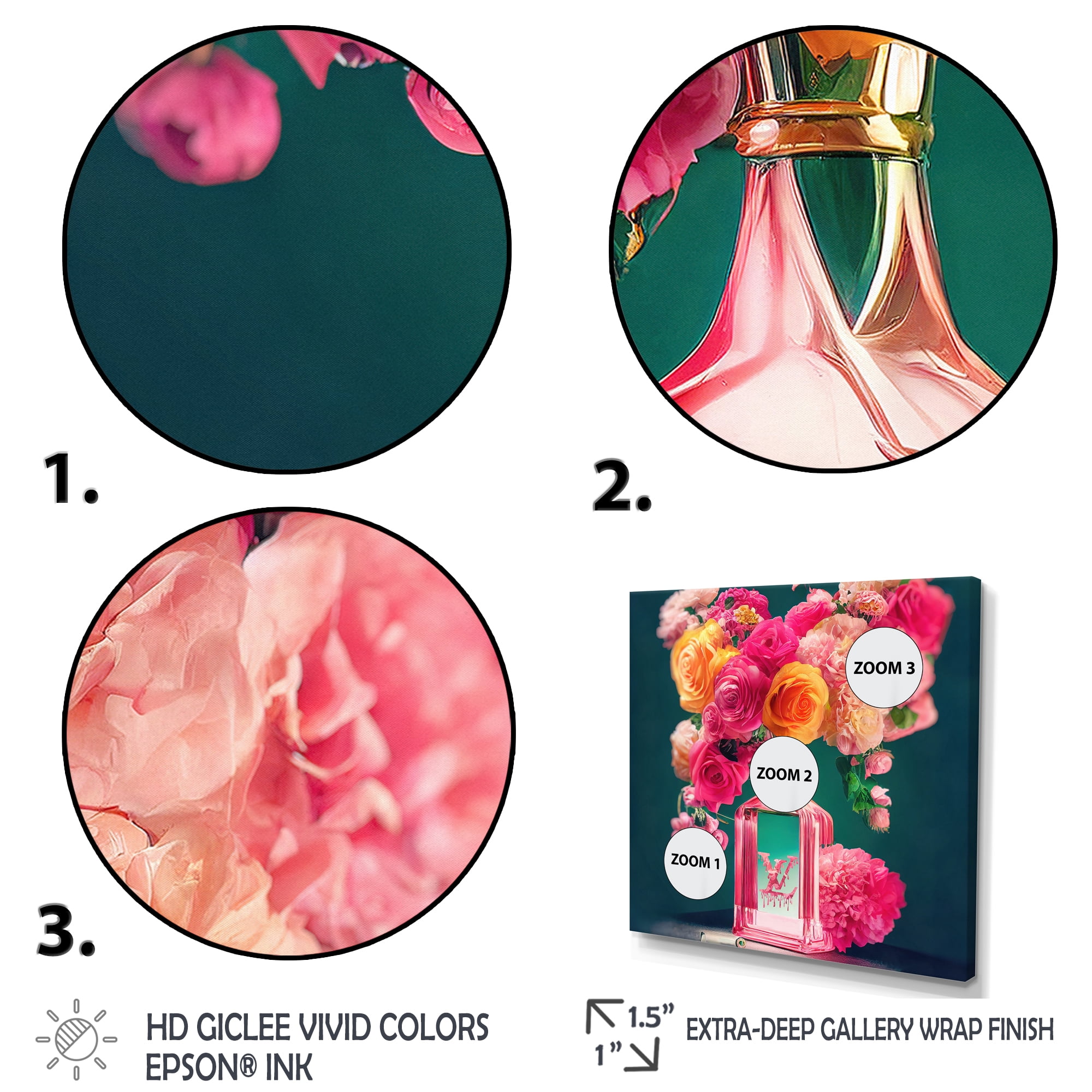 Designart High Fashion Perfume Bottle Vase With Flowers I Canvas Wall Art