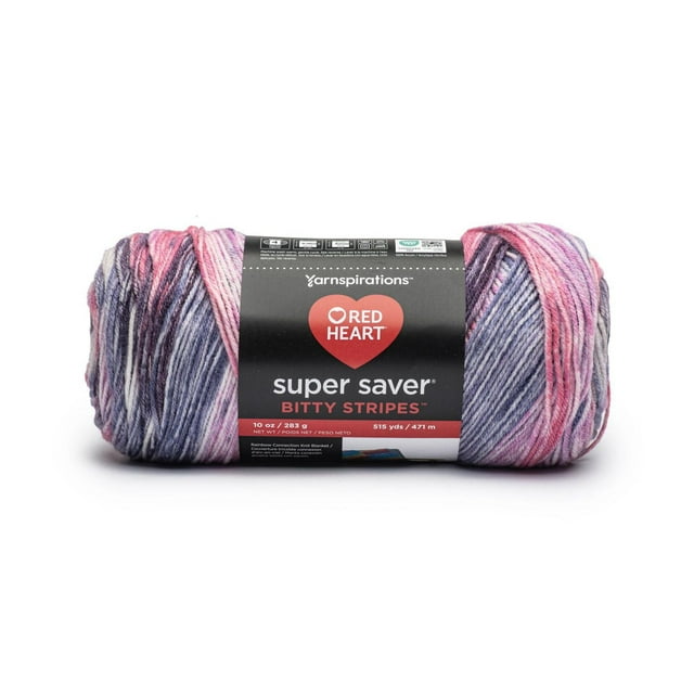 Red Heart® Super Saver® Bitty Stripes™ Yarn, Acrylic #4 Medium, 10oz/283g, 515 Yards